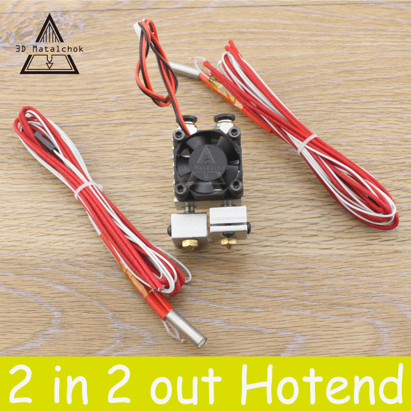 Extruder full Kits 0.4mm 1.75mm Double Head Multi-Extrusion V6 Dual Head Print 3D Printer