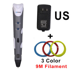 Myriwell Brand New Magic 3d printer - 3d pens 3 colors ABS filaments for kids birthday present